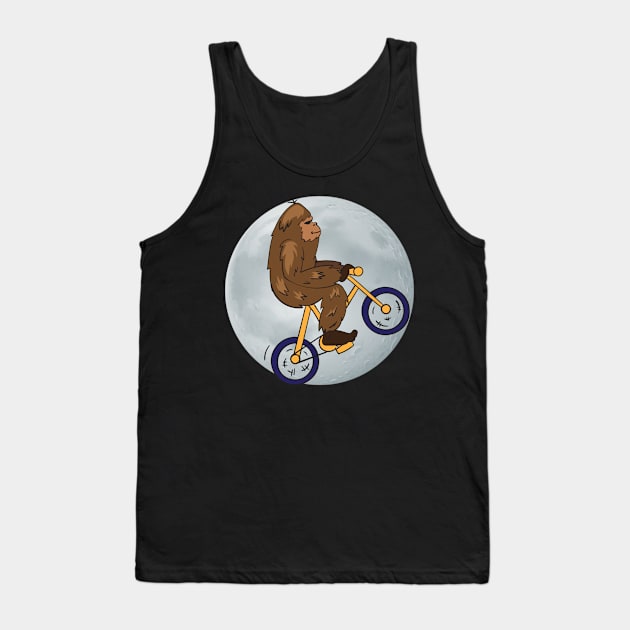 Bigfoot Riding a Bike in Front of the Moon Tank Top by DANPUBLIC